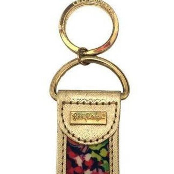 Lilly Pulitzer Wild Confetti Key Fob Ring Gold Pink Multi Color Metallic - Picture 6 of 6